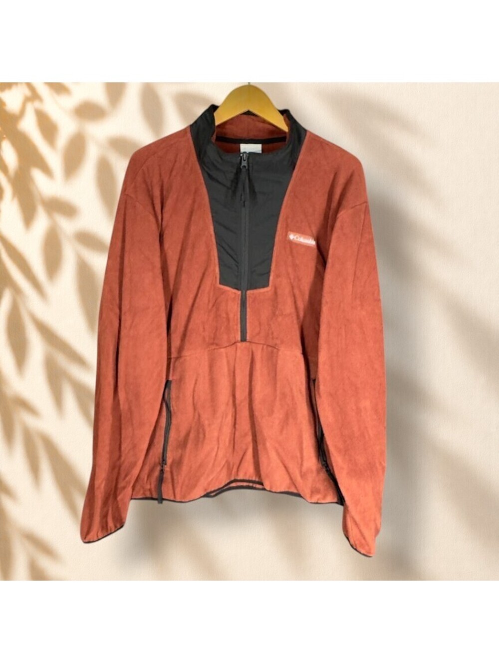 Columbia Jacket Men XL Brown Fleece Collared Long Sleeve Zipper Pockets Regular